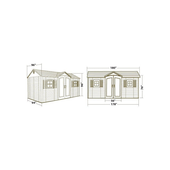 Lifetime 15 x 8 Plastic Garden Storage Shed Kit w/ Floor - 6446