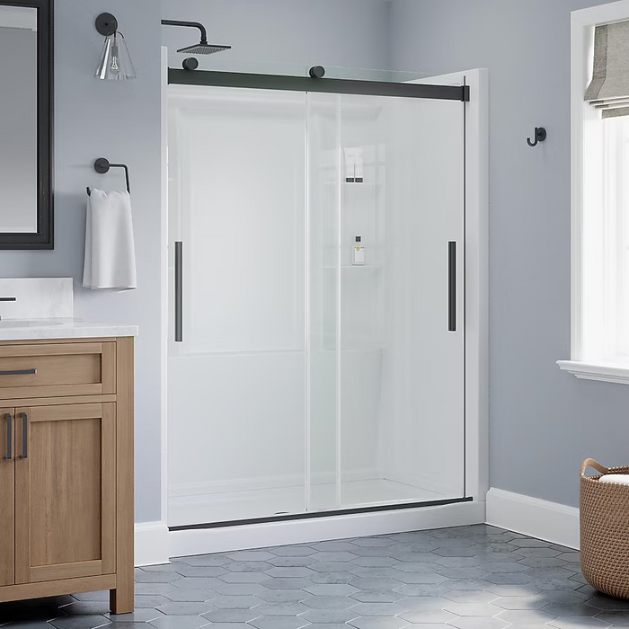 Delta EverEdge Shower Door Matte Black 55-in to 59-in W x 71.14-in H Frameless Sliding Shower Door