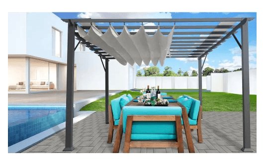 Paragon Outdoor 11 x 11 ft. Florence Aluminum Pergola (Grey Frame / Silver Canopy) - PR11GRYG - Garage Saints