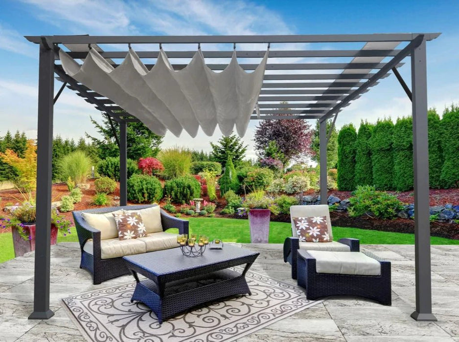 Paragon Outdoor 11 x 11 ft. Florence Aluminum Pergola (Grey Frame / Silver Canopy) - PR11GRYG - Garage Saints