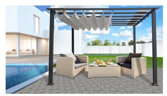 Paragon Outdoor 11 x 11 ft. Florence Aluminum Pergola (Grey Frame / Silver Canopy) - PR11GRYG - Garage Saints