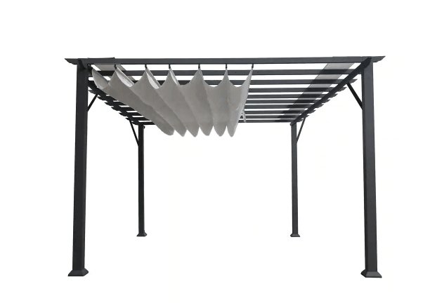 Paragon Outdoor 11 x 11 ft. Florence Aluminum Pergola (Grey Frame / Silver Canopy) - PR11GRYG - Garage Saints