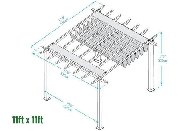 Paragon Outdoor 11 x 11 ft. Florence Pergola (Grey Frame / Cocoa Canopy) - PR11GRYC - Garage Saints